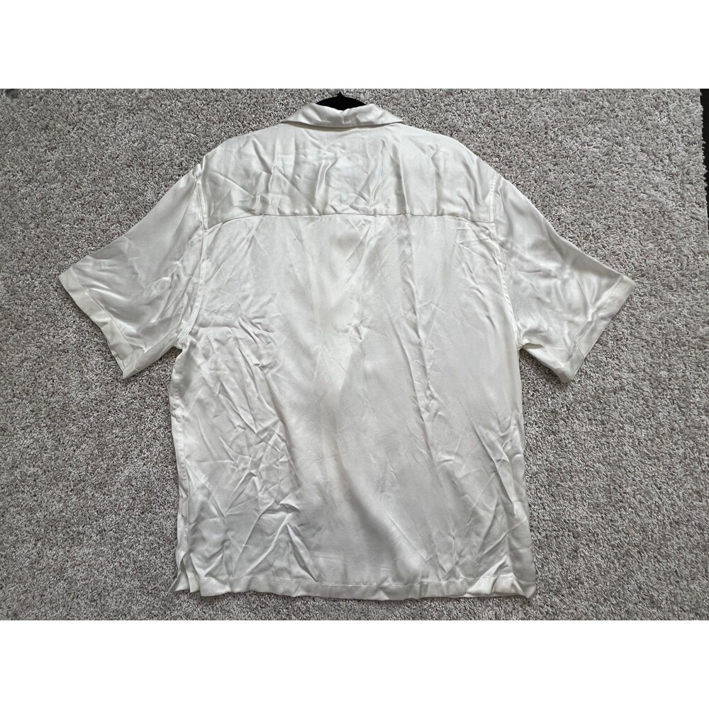 ZARA Men’s Button Up Shirt White Satin Short Sleeve Casual Dress NWT Size XL - Picture 5 of 10